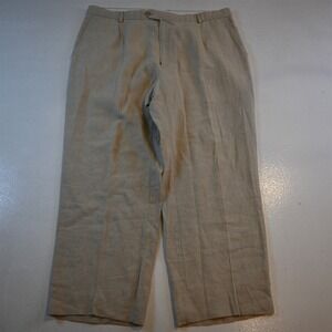 Murano 38x28 Khaki Beige 100% Linen Pleated Baggy Beach Wedding Mens Pants